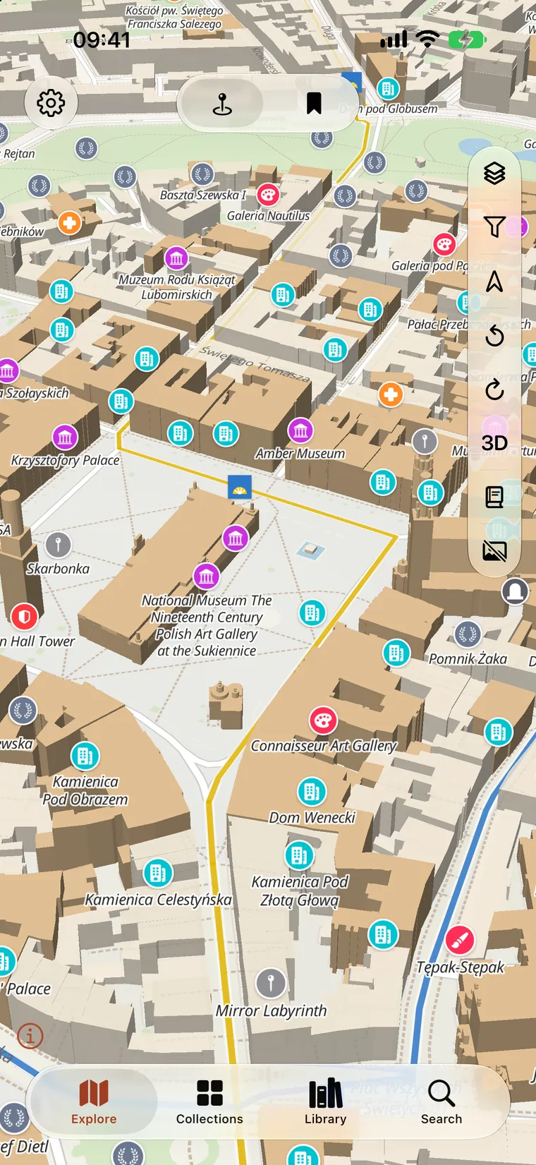 Kraków's main square in three dimensions.